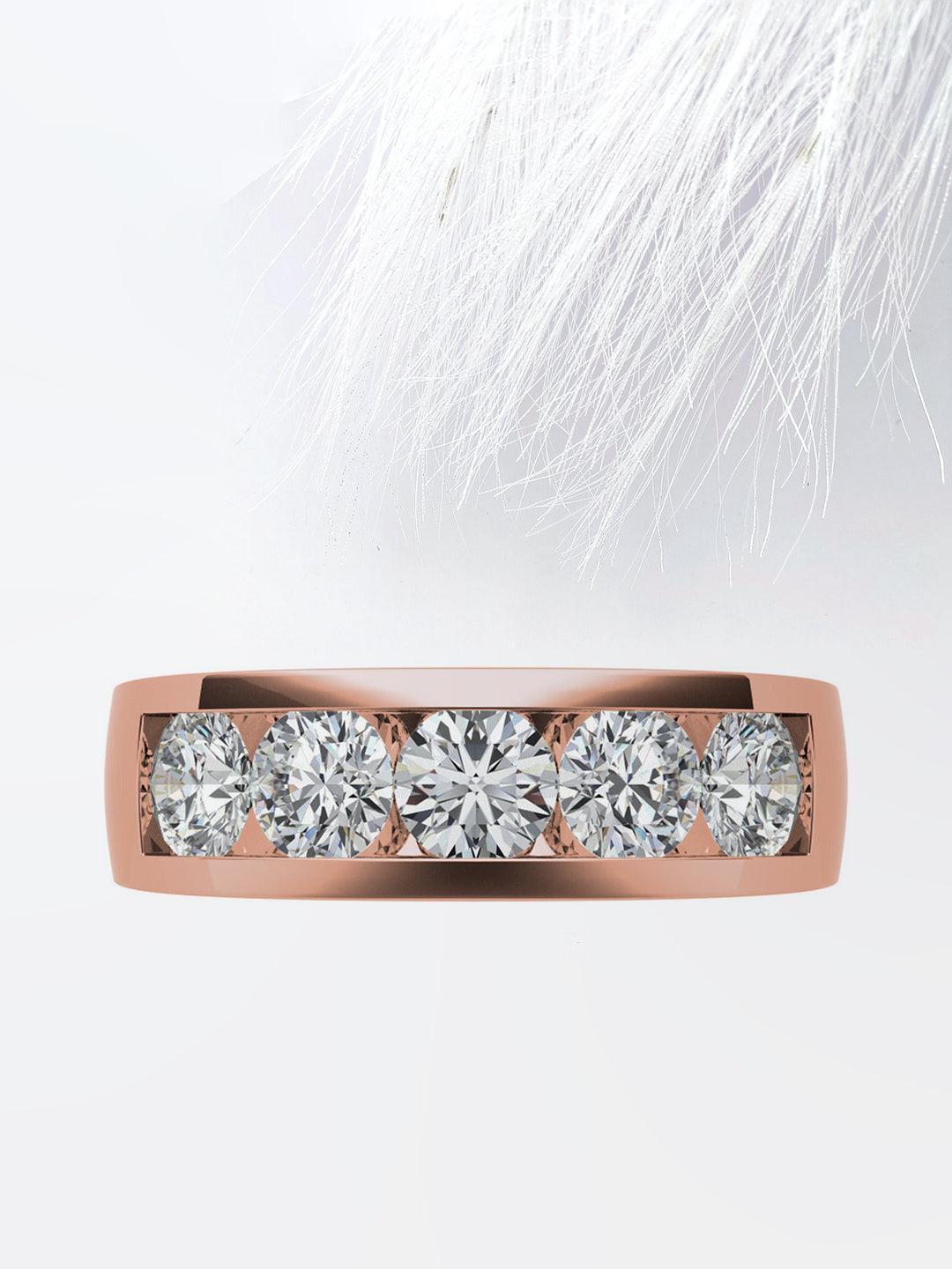 Round Cut Five Stone With Channel Row Moissanite Men's Diamond Wedding Band