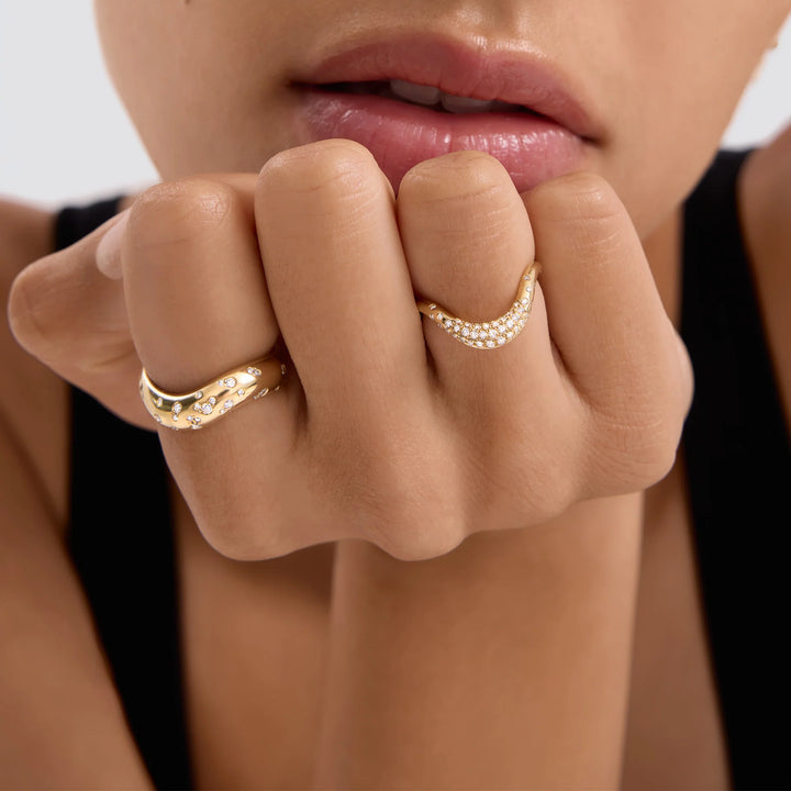 0.25 TCW Round Cut Cluster Diamond Unique Statement Ring