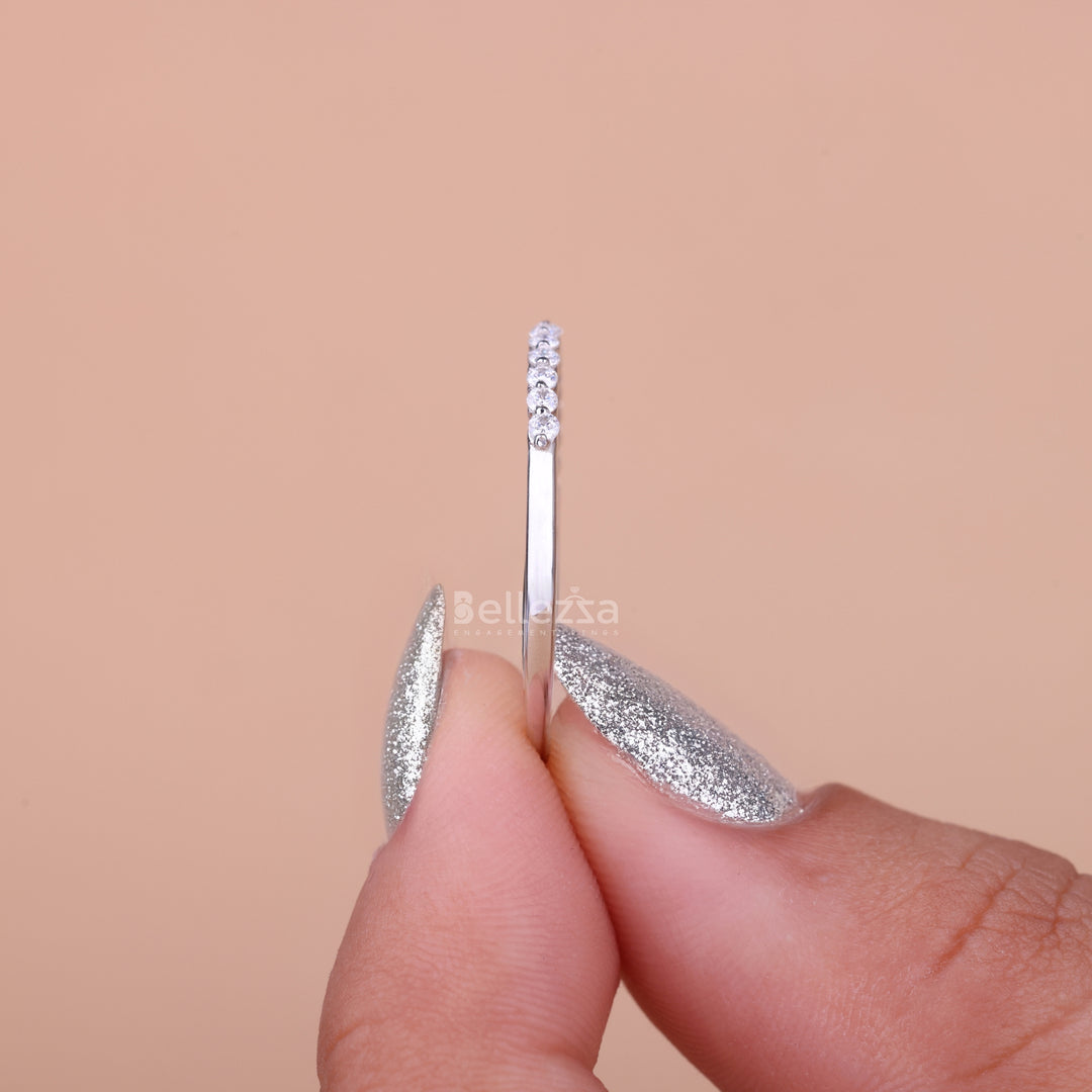 0.30TCW Round Brilliant Bubble Prong Moissanite Wedding Band - Ready to Ship