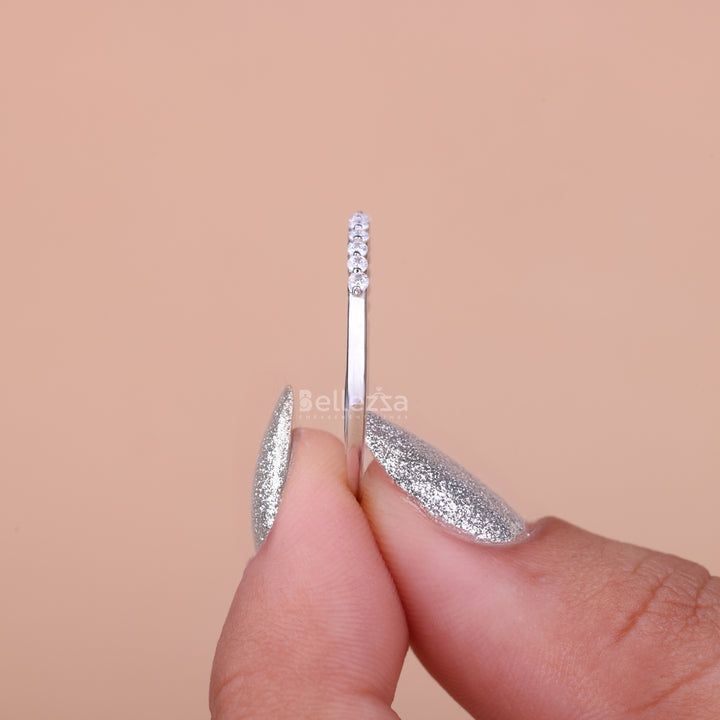 0.30TCW Round Brilliant Bubble Prong Moissanite Wedding Band - Ready to Ship