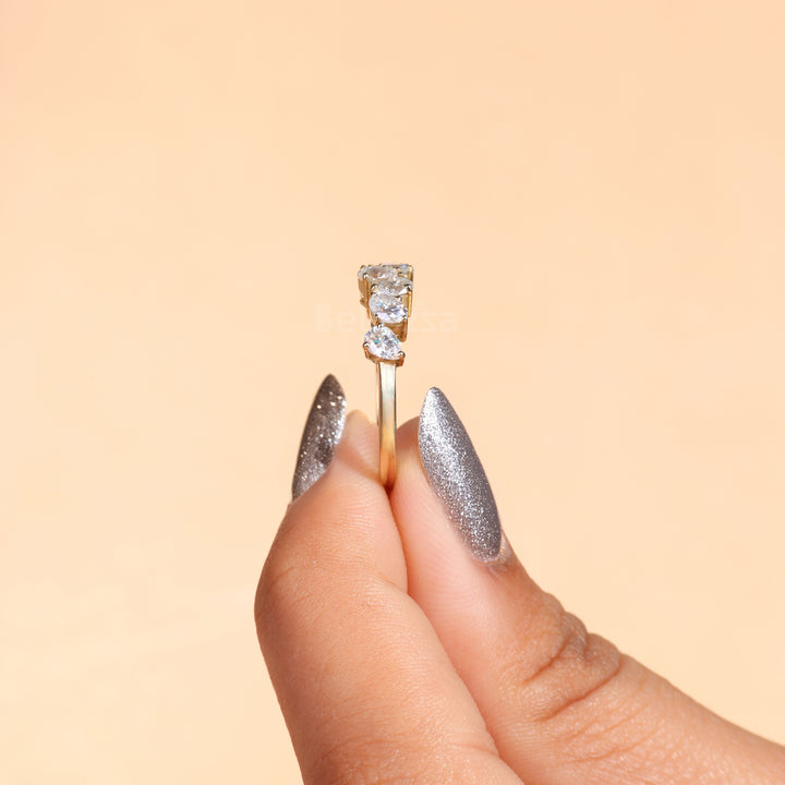 0.90 TCW Pear & Oval Cut Wedding Band - Ready to Ship