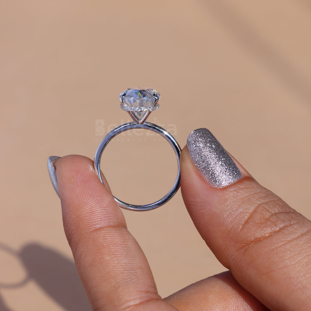 5.50CT Oval Cut Moissanite Hidden Halo Engagement Ring - Ready to ship