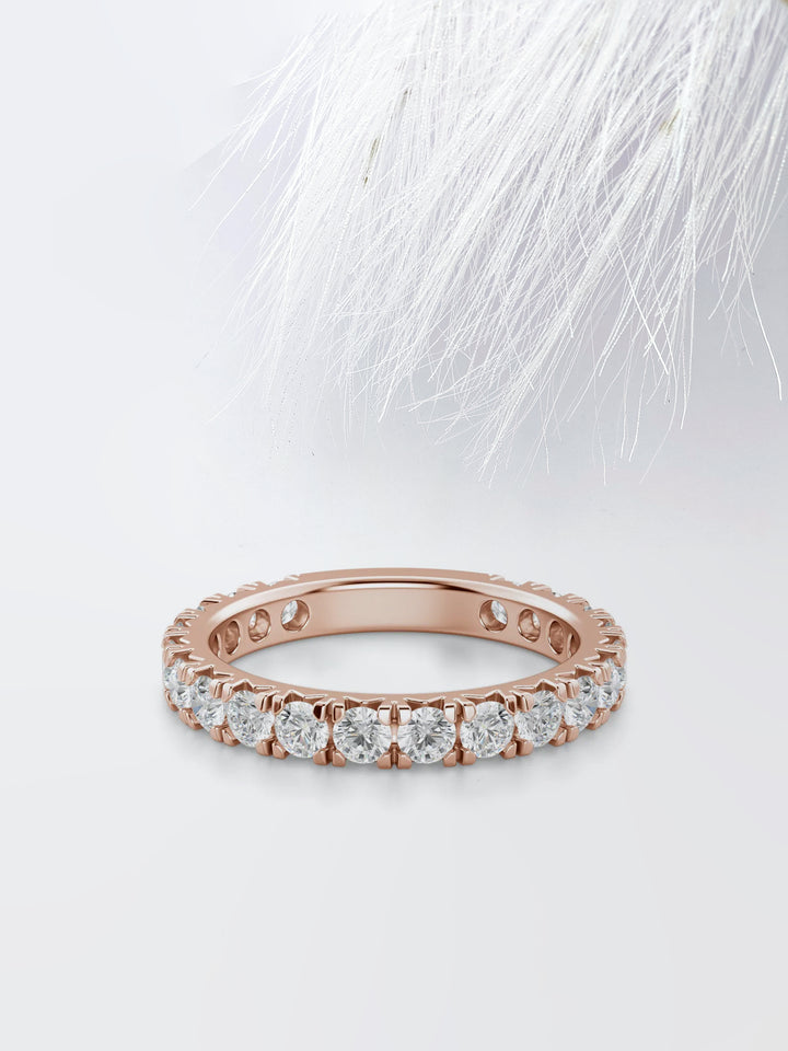 Round Cut 3/4 Eternity Diamond Wedding Band For Women