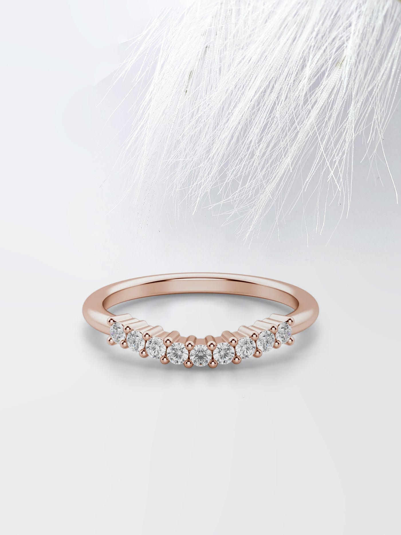 Round Cut Curved Diamond Wedding Band For Women