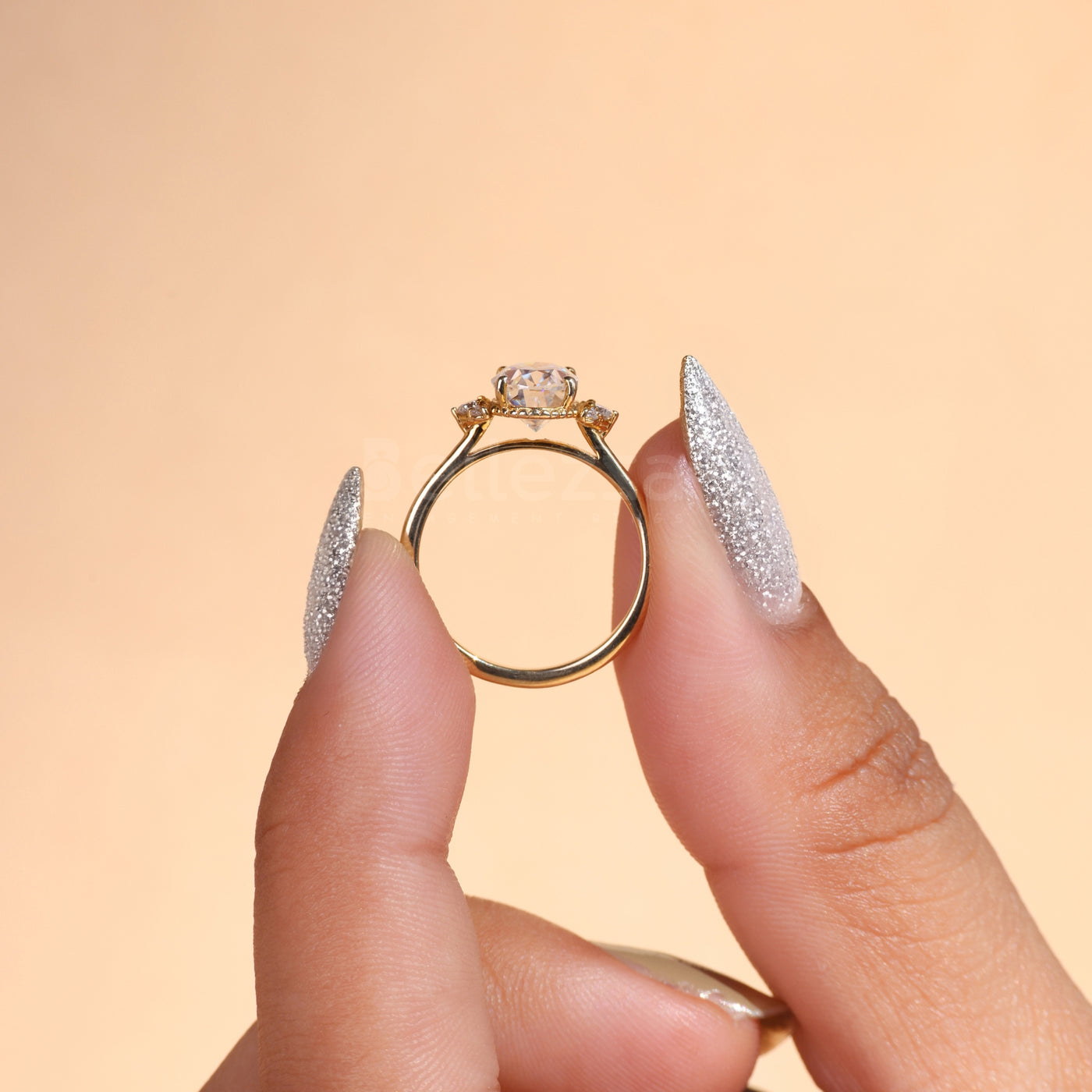 1.0CT Oval Cut Cluster Moissanite Engagement Ring - Ready to Ship