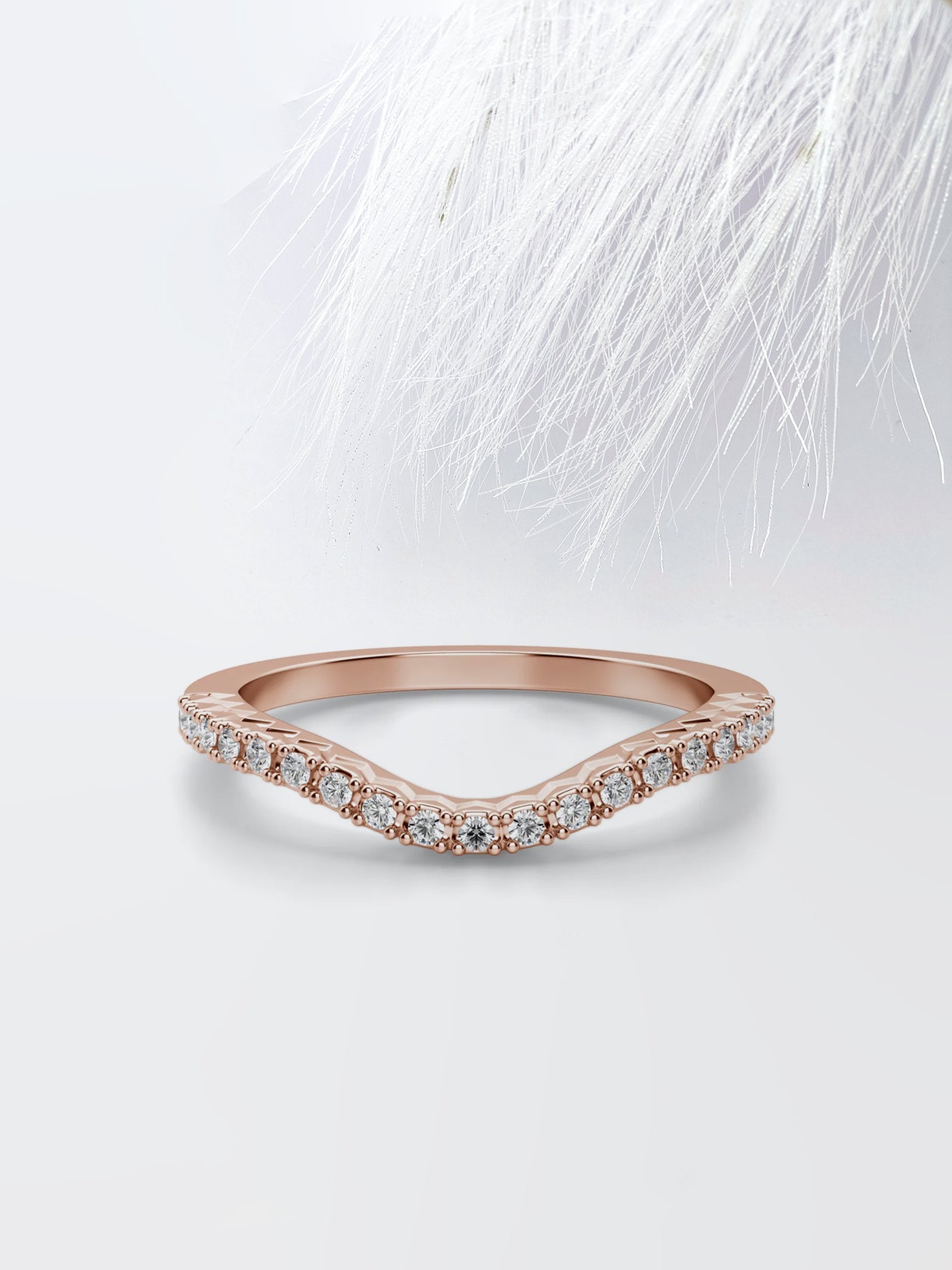 Round Cut Curved Diamond Wedding Band For Women