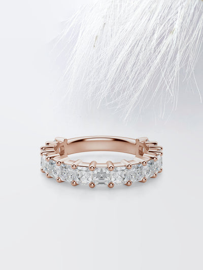 Asscher Cut Semi Eternity (3\4) Diamond Wedding Band For Her