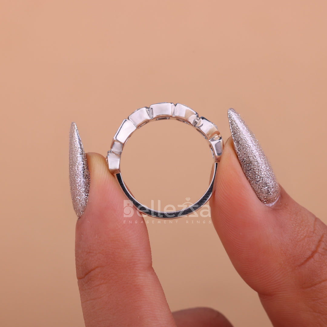 Multi Diamond Bezel Setting Unique Wedding Band - Ready To Ship