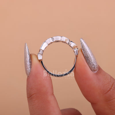 Multi Diamond Bezel Setting Unique Wedding Band - Ready To Ship