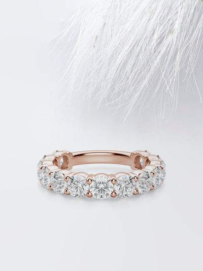 Round Cut Semi-Eternity Band Diamond Wedding Band For Women