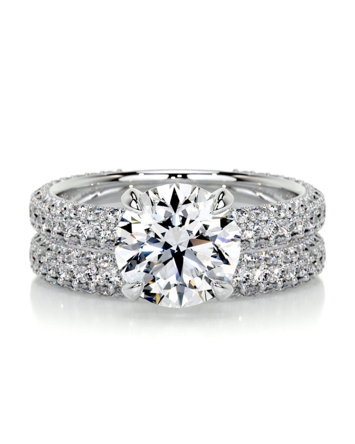 2.0 CT Round Solitaire & Pave F-VS Loose Diamond Bridal Set