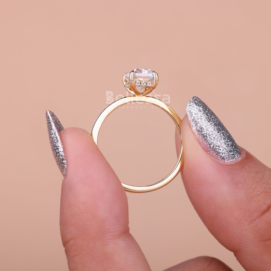 1.50CT Radiant Cut Moissanite Hidden Halo Engagement Ring - Ready to Ship