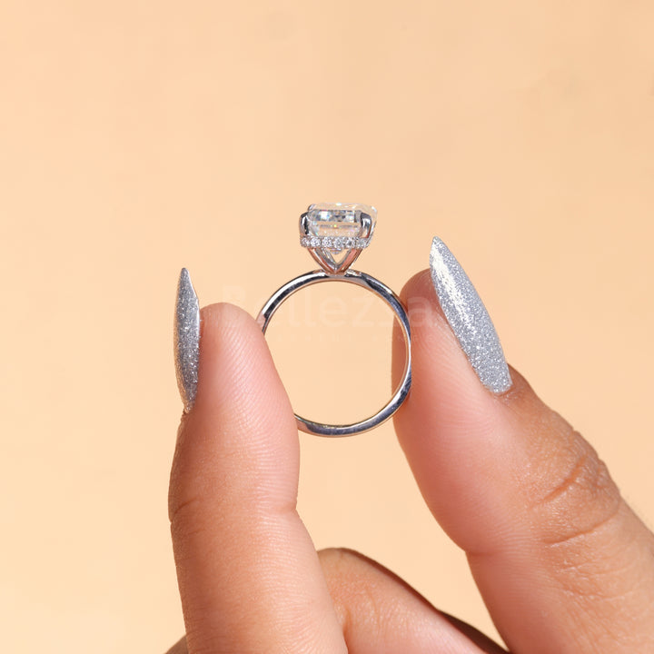 4.0CT Emerald Cut Hidden Halo Engagement Ring - Ready to Ship