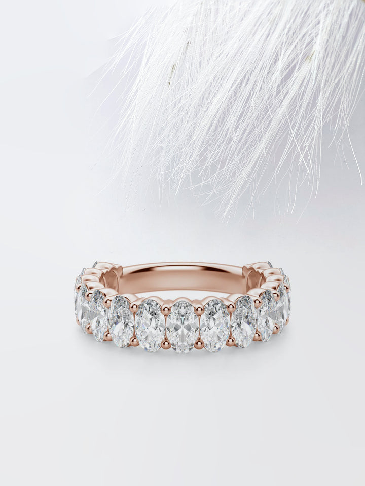 Oval Cut 3/4 Eternity Diamond Wedding Band For Her
