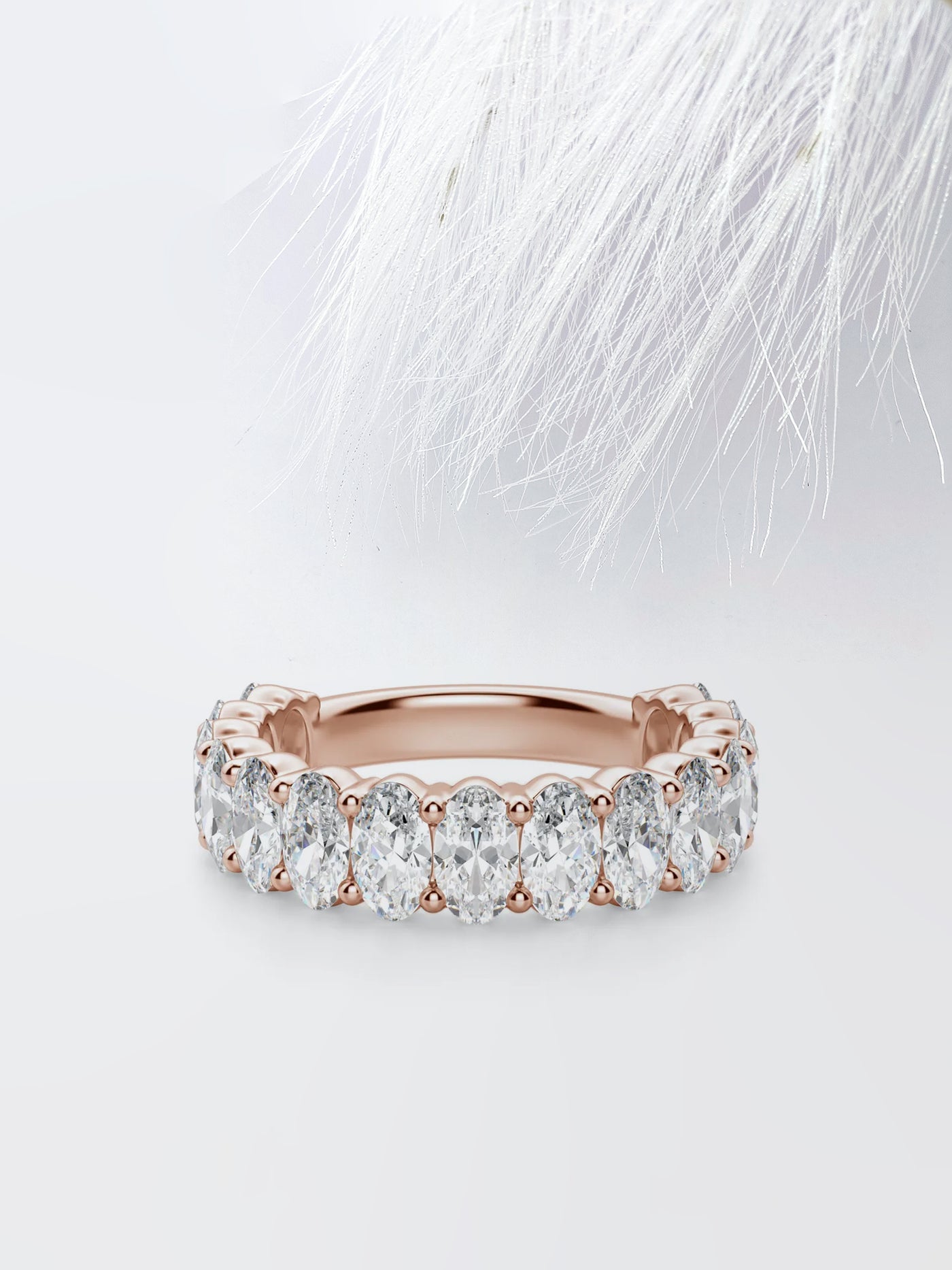 Oval Cut 3/4 Eternity Diamond Wedding Band For Her