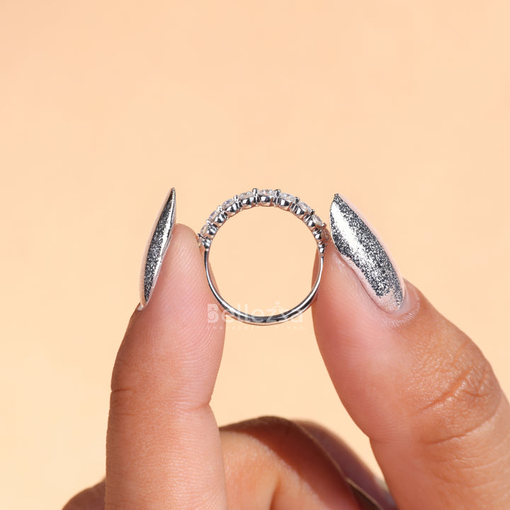 Round Cut Half Eternity Moissanite Wedding Band - Ready To Ship