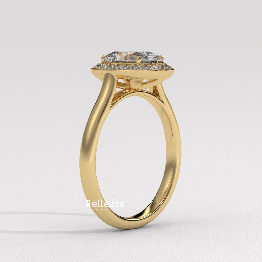 YELLOW GOLD HALO OVAL RING