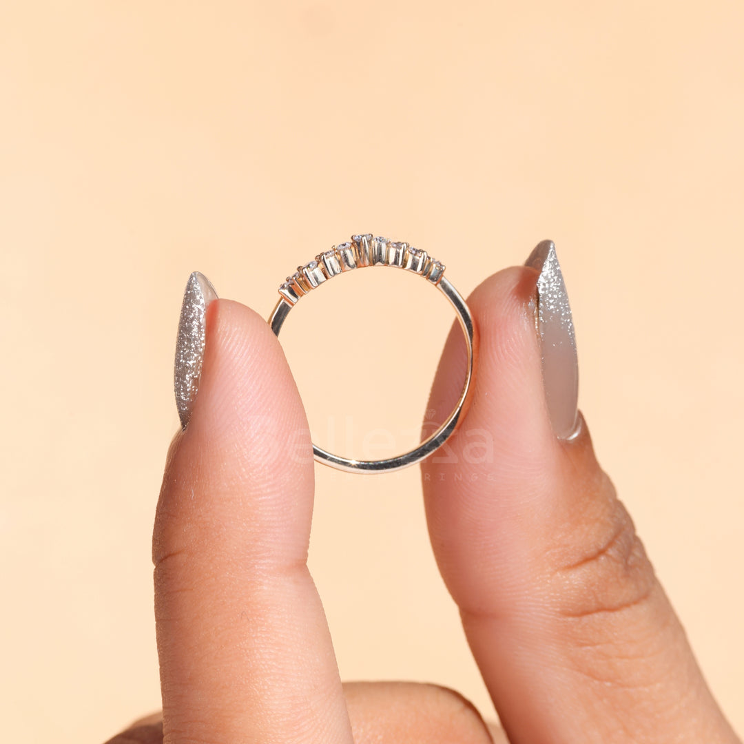 Round Brilliant Diamond Curved Wedding Band - Ready to Ship