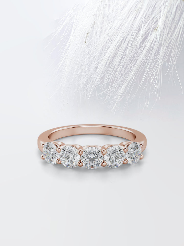 Round Cut Five Stone Diamond Wedding Band