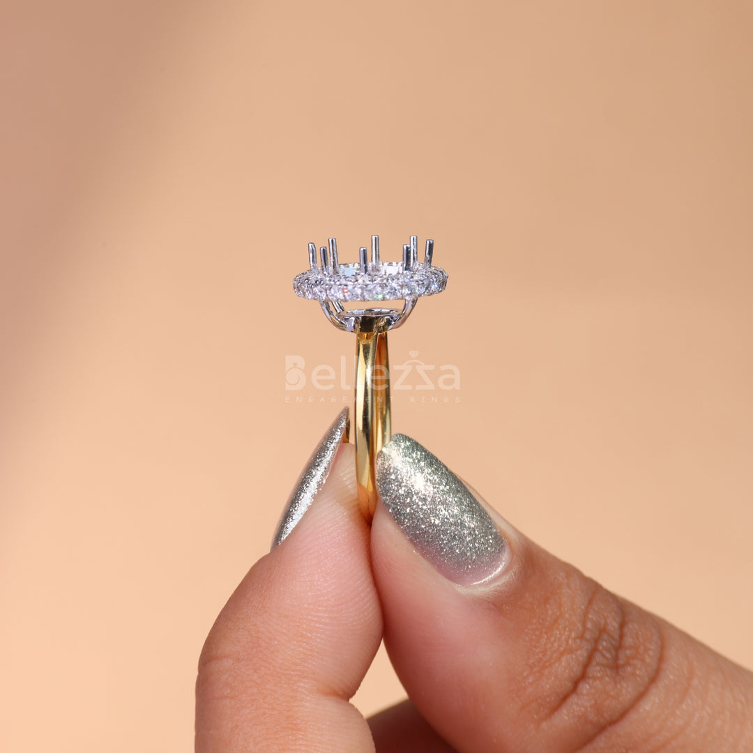 Round Cut Halo Diamond Semi Mount Engagement Ring - Ready To Ship