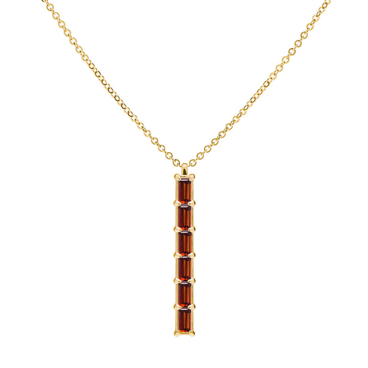 1.0 TCW Baguette Cut Red Garnet Moissanite Necklace-January Birthstone
