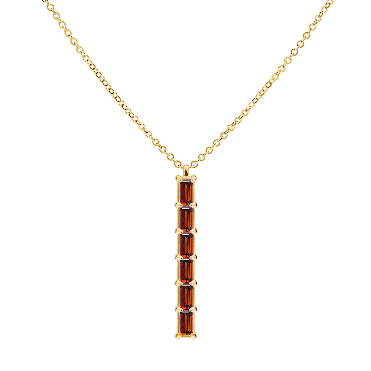 1.0 TCW Baguette Cut Red Garnet Moissanite Necklace-January Birthstone