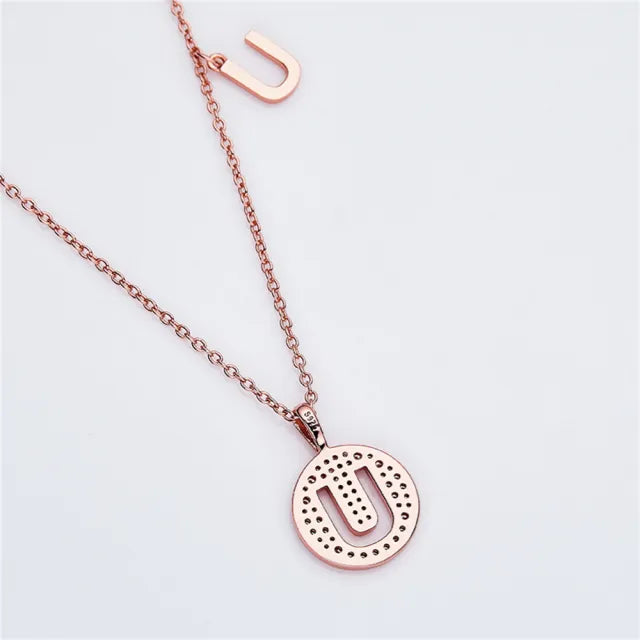 " U " Letter Moissanite Diamond Necklace for Women