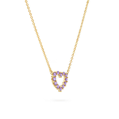 1.40 TCW Round Cut Open Heart Moissanite February Birthone Necklace