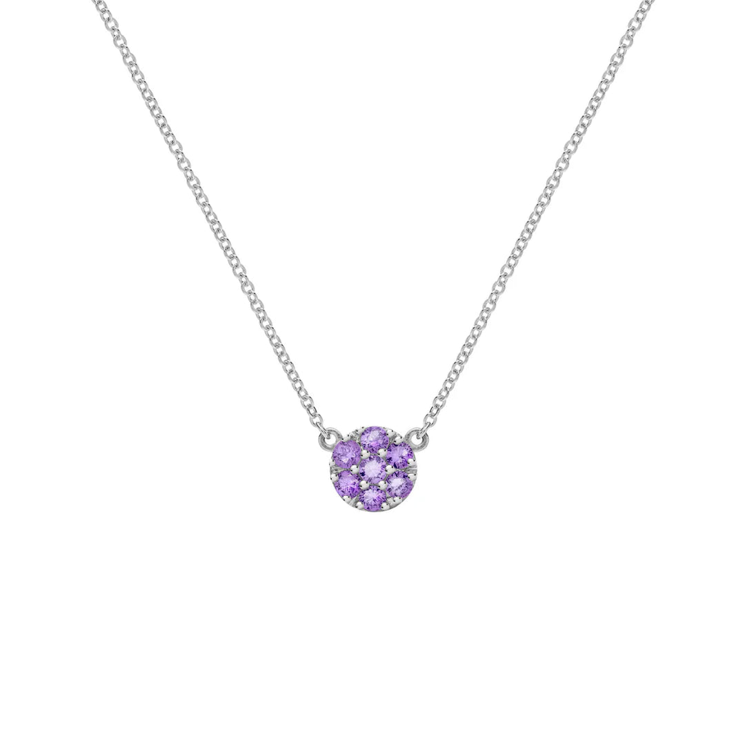 0.90 TCW Round Cut Floral Moissanite February Birthone Necklace