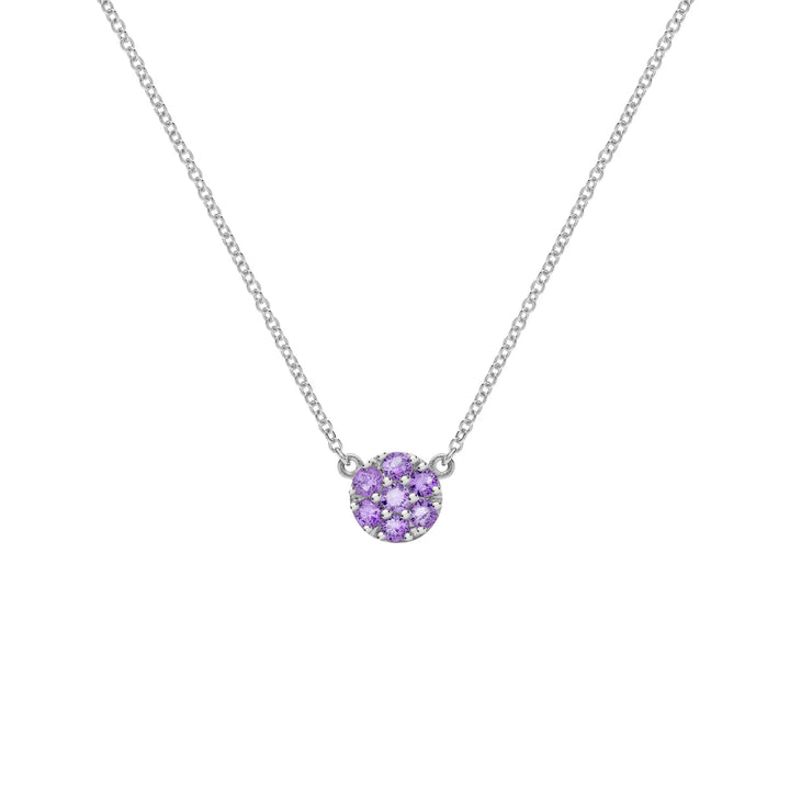 0.90 TCW Round Cut Floral Moissanite February Birthone Necklace