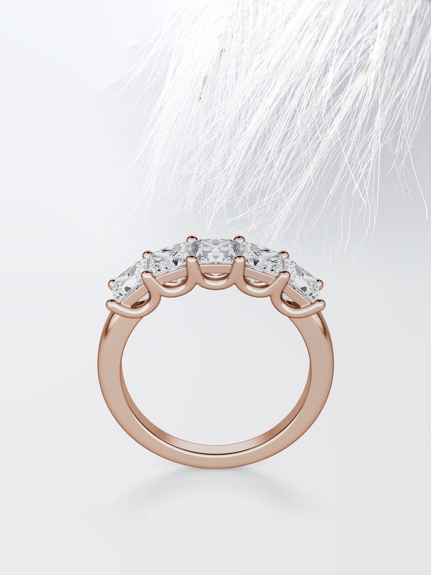 Princess Cut Five Stone Diamond Wedding Band For Her