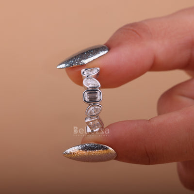 Multi Diamond Bezel Setting Unique Wedding Band - Ready To Ship