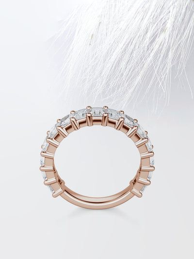 Asscher Cut Semi Eternity (3\4) Diamond Wedding Band For Her