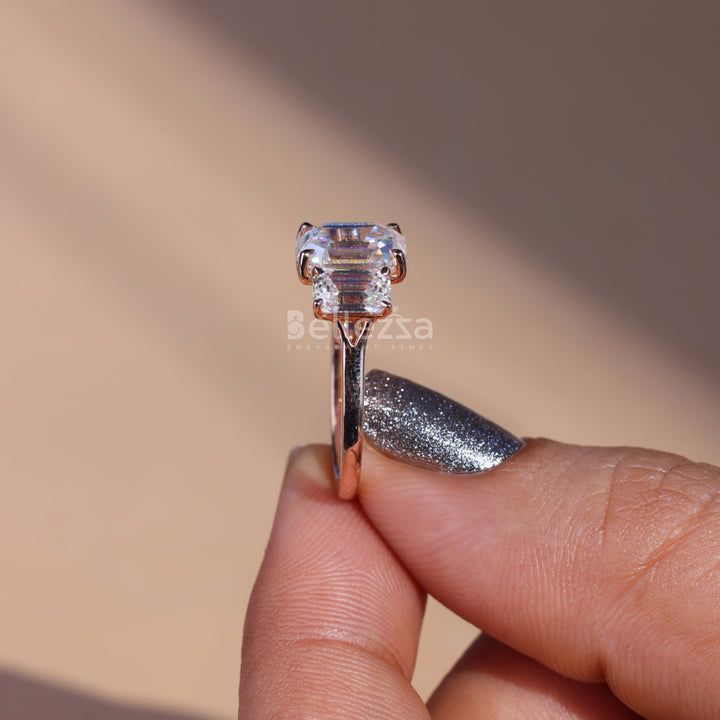 2.0CT Emerald Cut Three Stone Engagement Ring - Ready To Ship