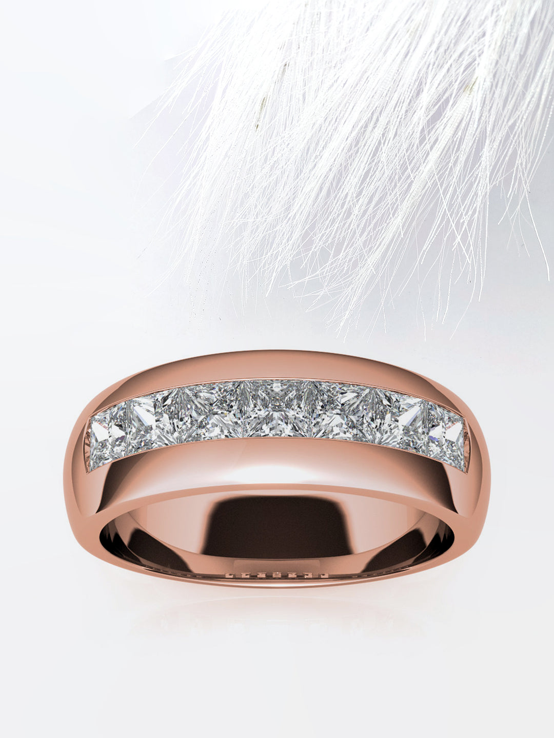 Princess Cut Channel Moissanite Men's Diamond Wedding Band