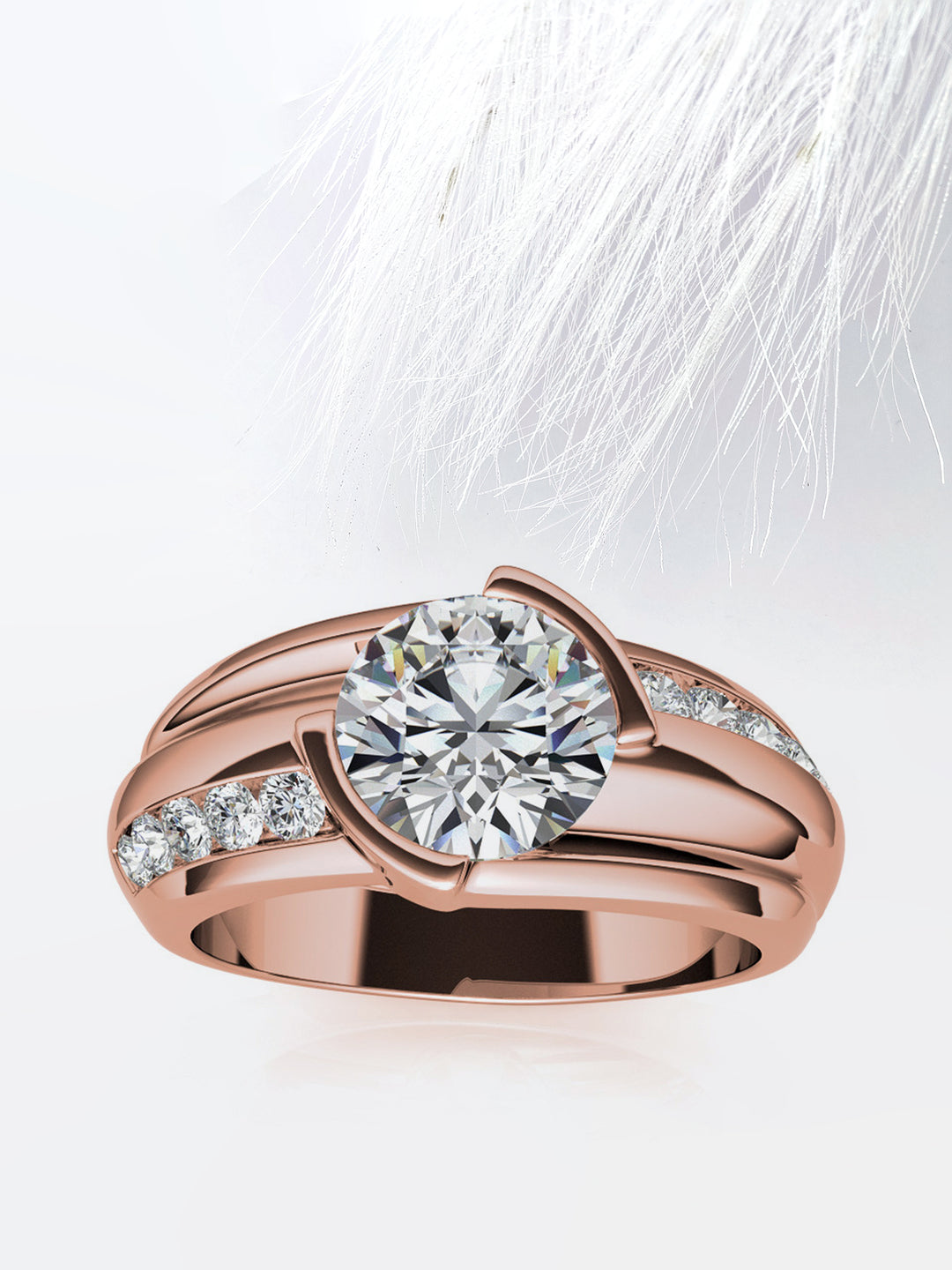 Round Cut Channel Moissanite Men's Diamond Wedding Band  For Her