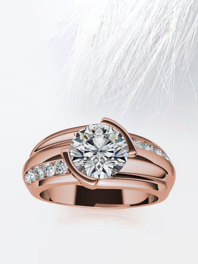 Round Cut Channel Moissanite Men's Diamond Wedding Band  For Her