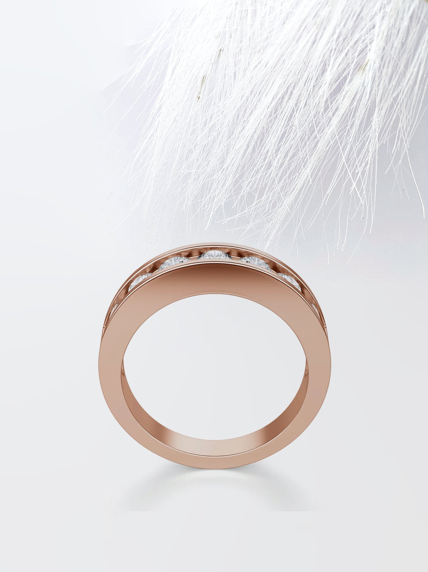 Round Cut Seven Stone Diamond Wedding Band For Her