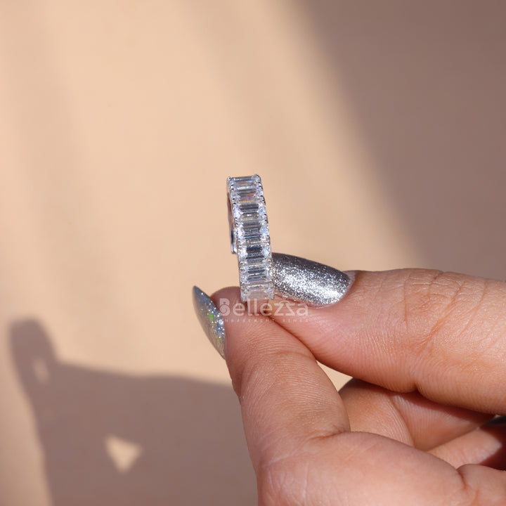 2.61TCW Emerald Diamond Half Eternity Wedding Band - Ready To Ship