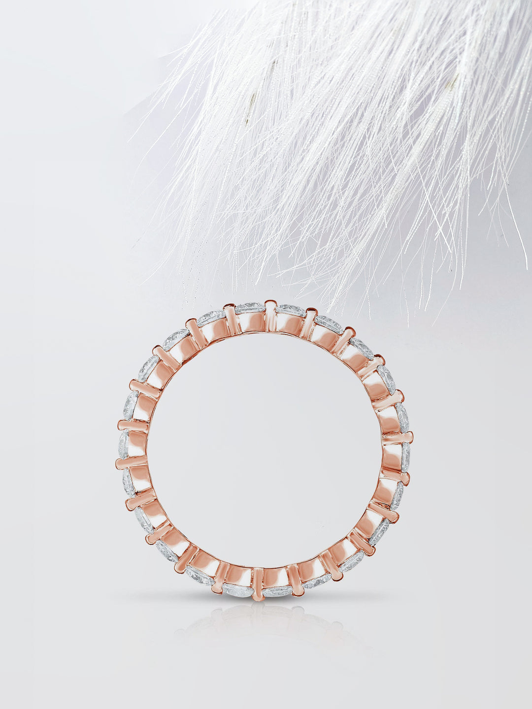 Round Cut Single Prong Diamond Wedding Band For Women