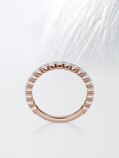 Round Cut Shared Prong Semi Eternity Wedding Band For Women