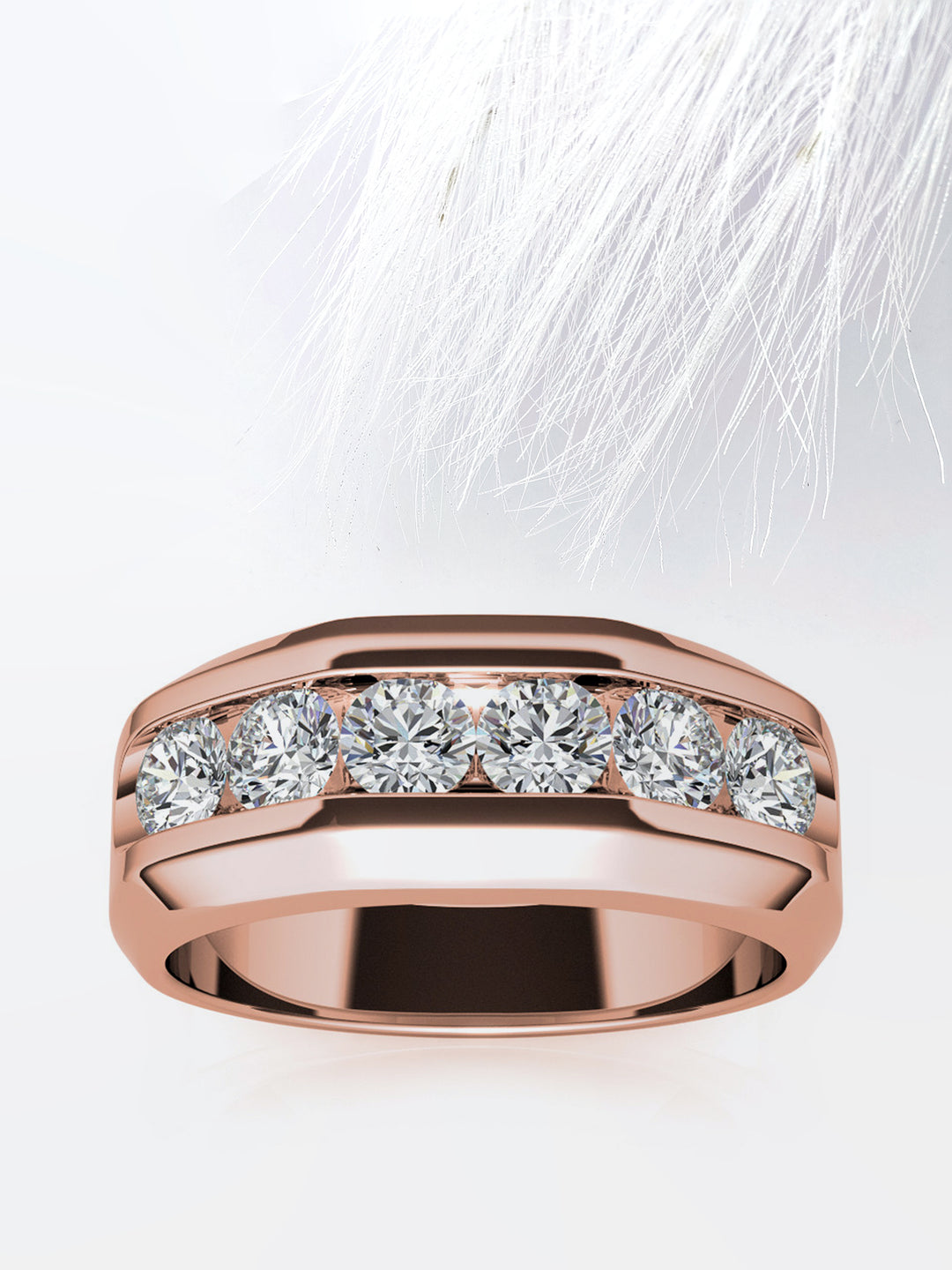 Round Cut Six Stone Moissanite Men's Diamond Wedding Band