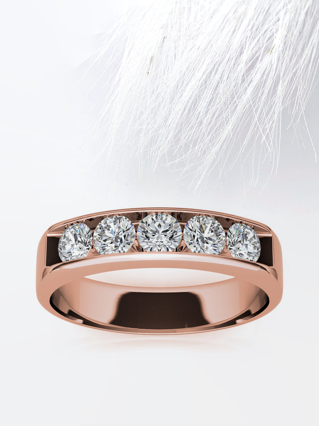 Round Cut Five Stone With Channel Row Moissanite Men's Diamond Wedding Band