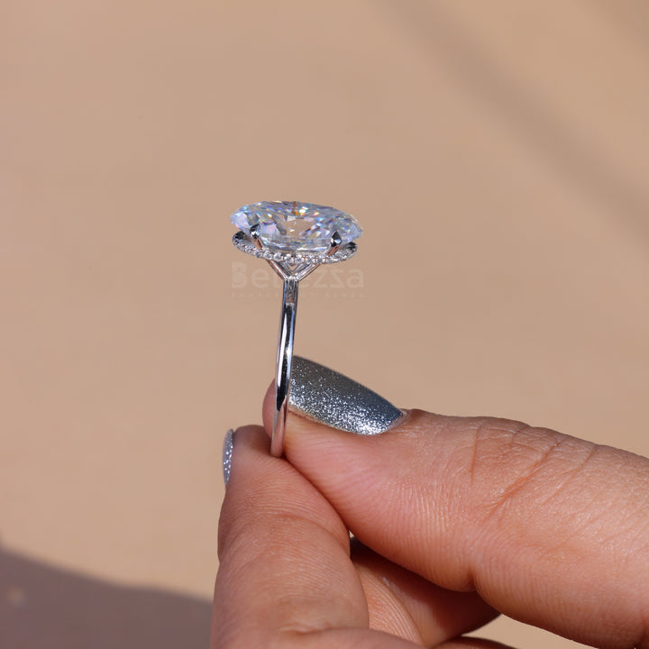 5.50CT Oval Cut Moissanite Hidden Halo Engagement Ring - Ready to ship