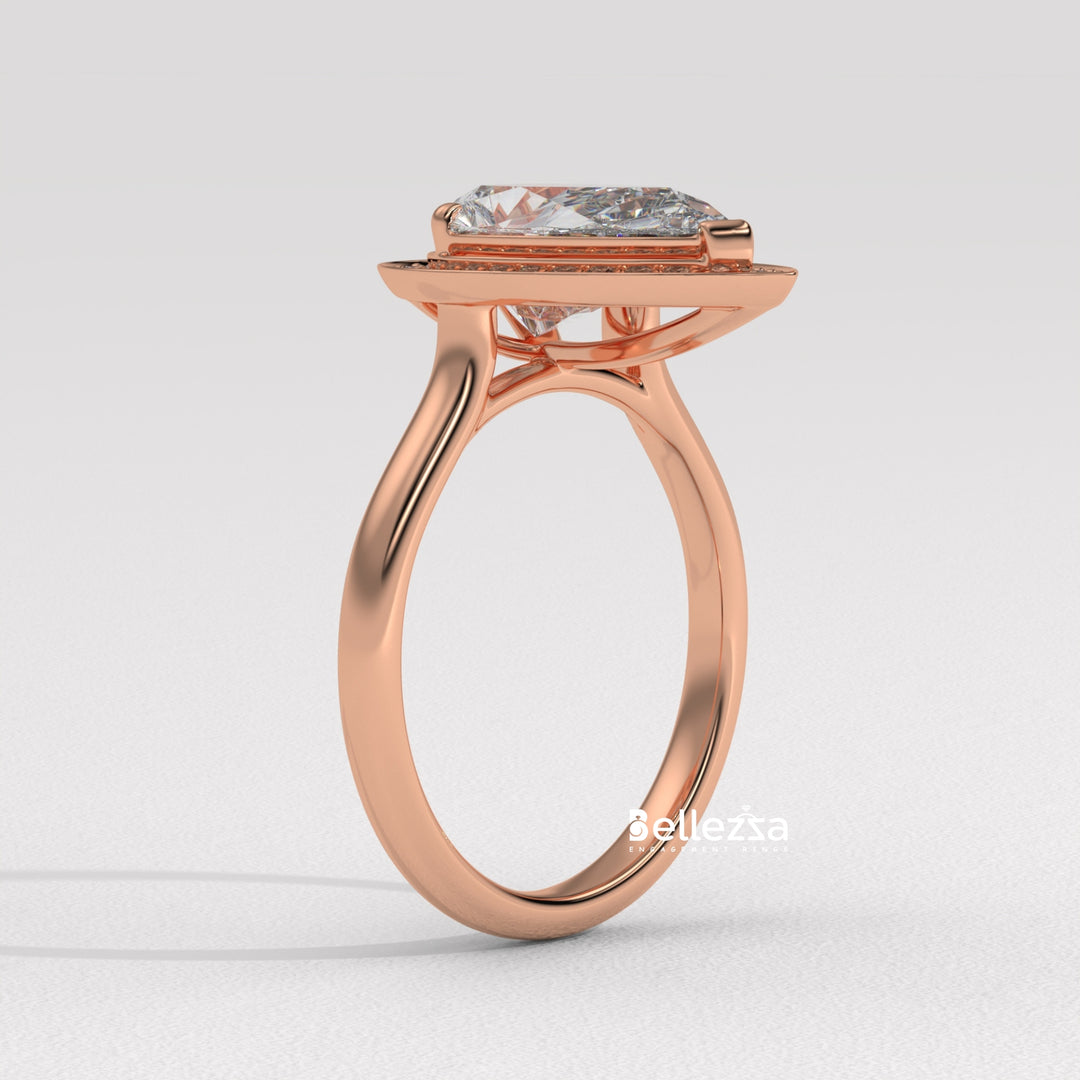 2.0-3.0CT Pear Cut Lab Grown Diamond Halo Setting Engagement Ring