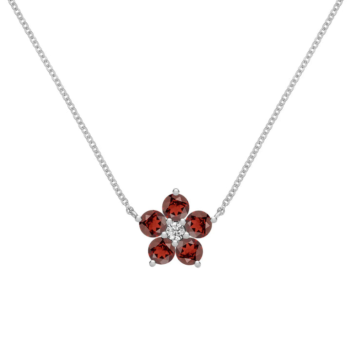 1.45 TCW Round Cut Flower Design Moissanite Necklace-January Birthstone