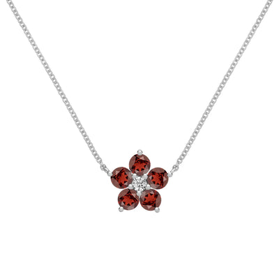 1.45 TCW Round Cut Flower Design Moissanite Necklace-January Birthstone