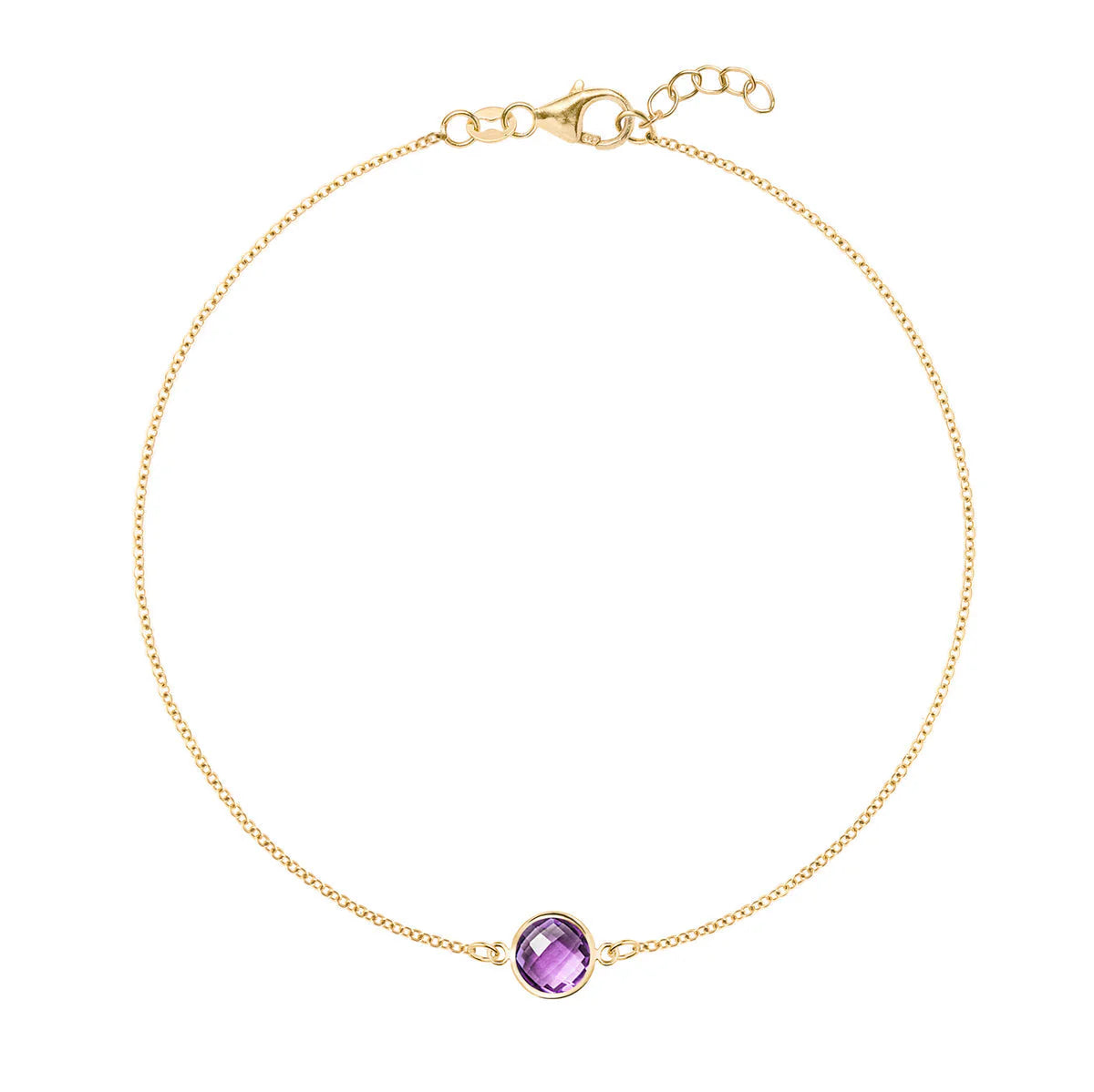 0.40 TCW Round Solitaire Amethyst Moissanite February Birthstone Bracelet