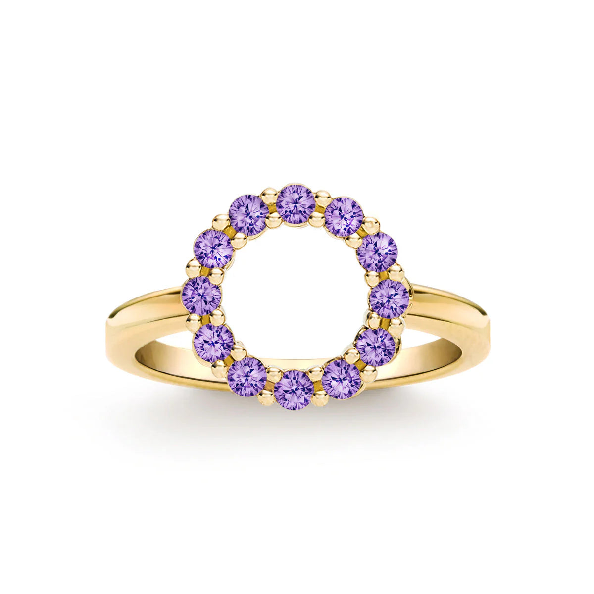 2.0TCW Round Amethyest Moissanite February Birthstone Engagement Ring