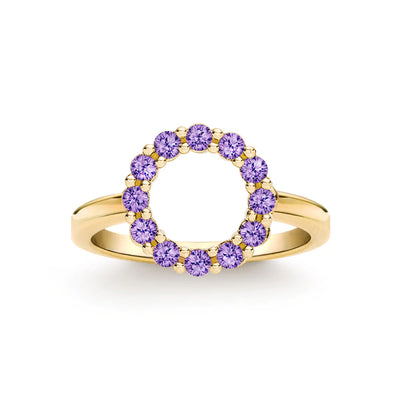 2.0TCW Round Amethyest Moissanite February Birthstone Engagement Ring